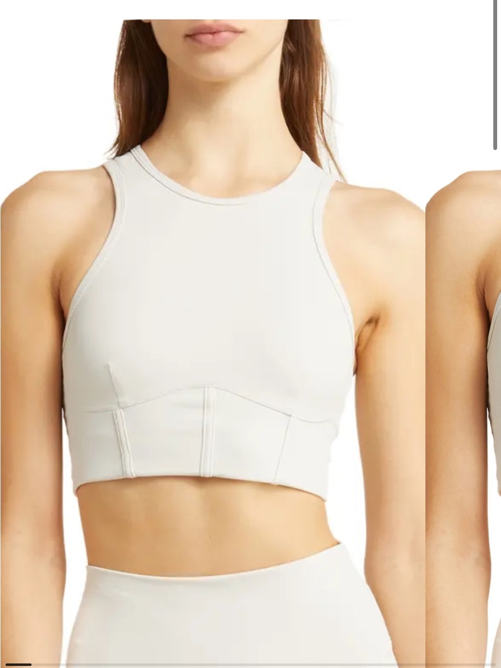 Zella Studio Luxe Corset Mesh Racer backer Sports bra in grey moonbeam size XS